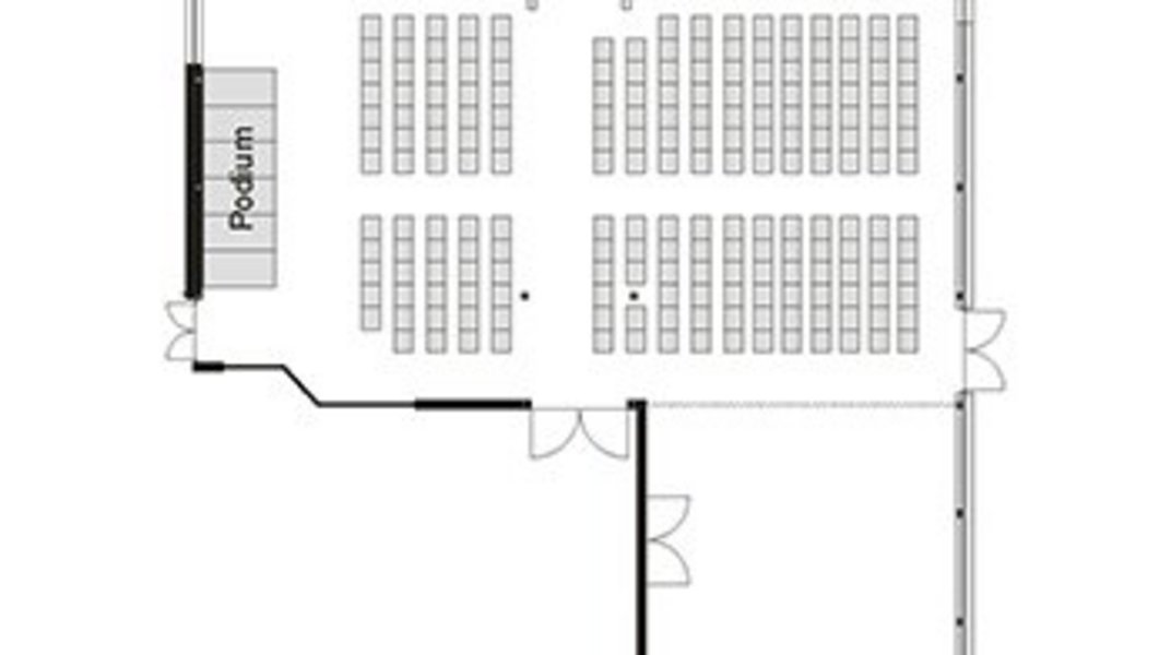 Saalbestuhlungsplan des großen Saals im Tagungshaus Hermannswerder