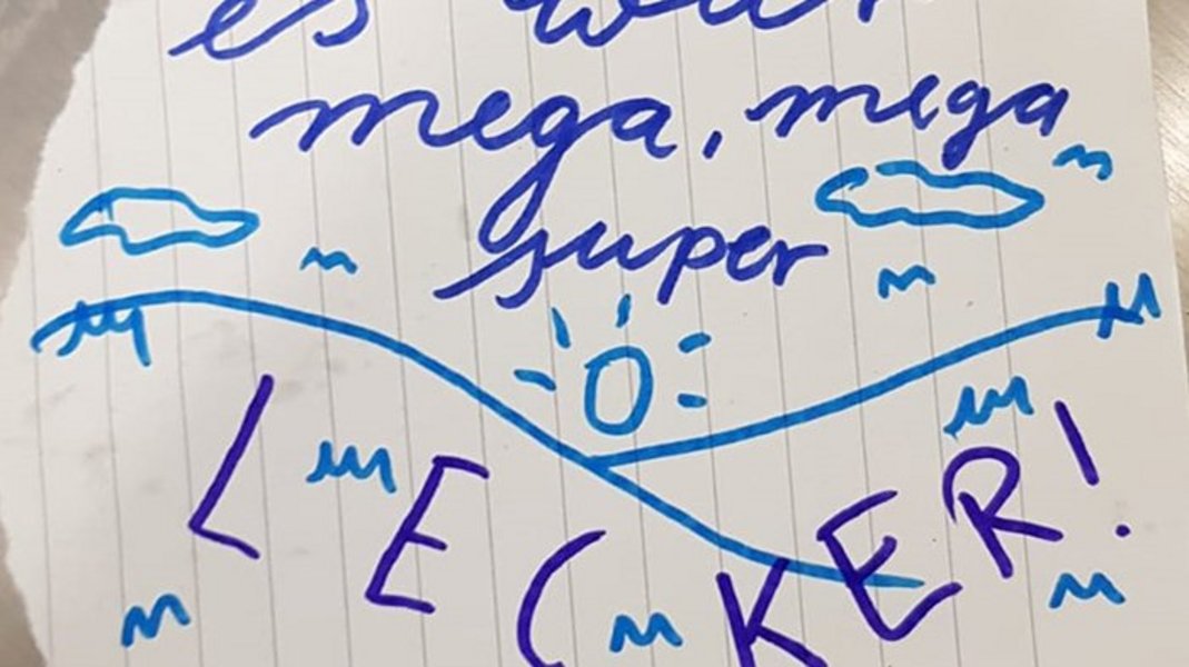 Restaurant im Tagungshaus Hermannswerder Handgeschriebene Notiz