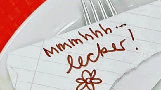 Restaurant im Tagungshaus Hermannswerder Handgeschriebene Notiz