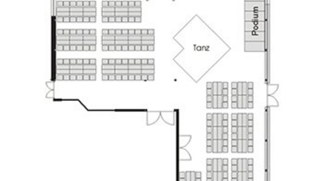 Saalbestuhlungsplan des großen Saals im Tagungshaus Hermannswerder Saalbestuhlungsplan des großen Saals im Tagungshaus Hermannswerder