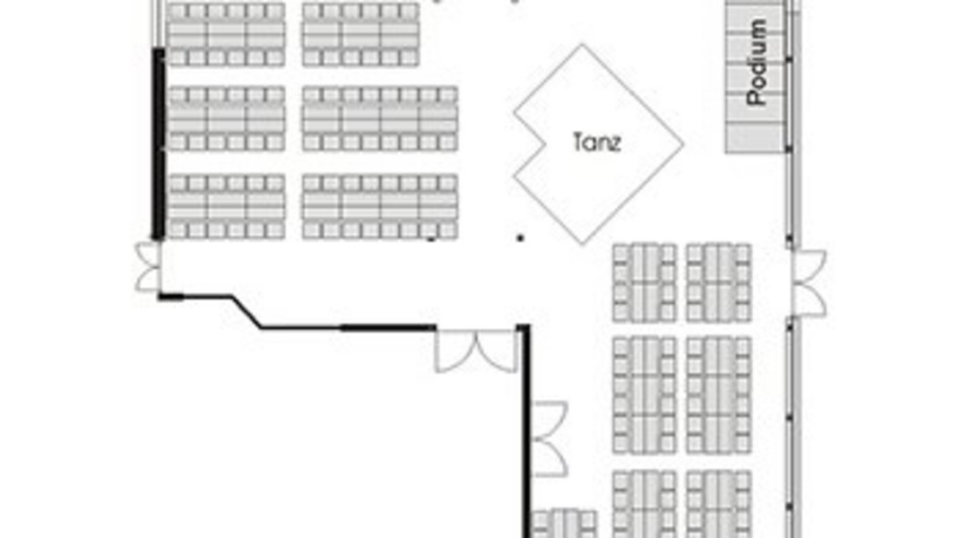 Saalbestuhlungsplan des großen Saals im Tagungshaus Hermannswerder